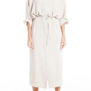 Max Studio Career  Button-Up Midi Dress in Papyrus